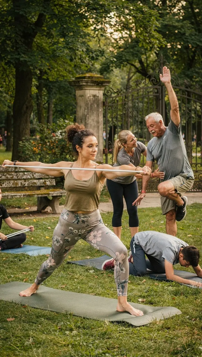 MÄ™Å¼czyzna wykonujÄ…cy dynamicznÄ… pozycjÄ™ jogi z lekkim obciÄ…Å¼eniem, promujÄ…cy rÃ³wnowagÄ™ i siÅ‚Ä™.